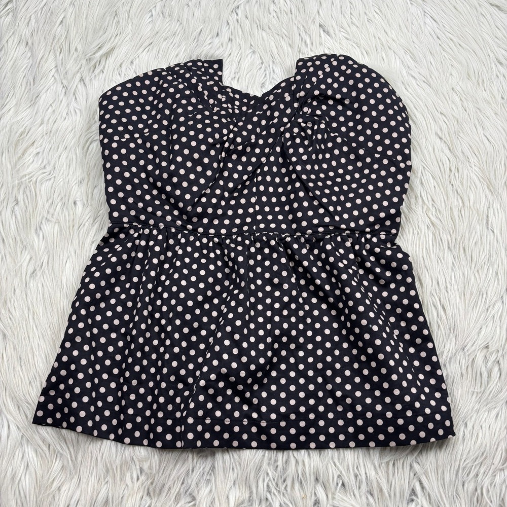 Vintage Y2K Odille Women's 4 Polka Dot Strapless Peplum Top Retro Pinup